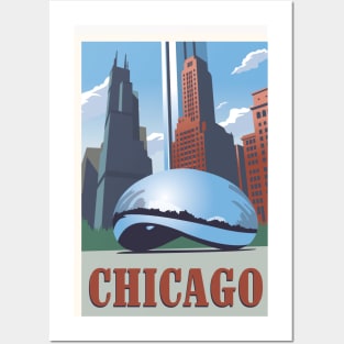 Chicago Vintage style travel poster Posters and Art